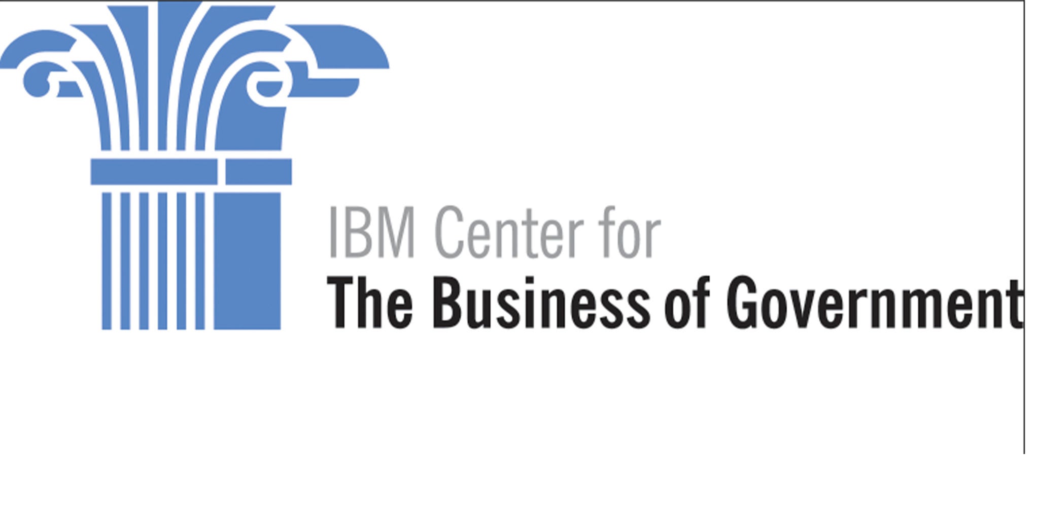The image features the logo of the IBM Center for The Business of Government. It includes a blue column graphic on the left and text in black and blue on the right. The design is clean and professional, emphasizing governance and organizational themes.