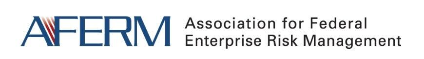 The image displays the AFERM logo alongside the full name, Association for Federal Enterprise Risk Management. The design features a clean, professional layout with blue and black text on a white background. The acronym 'AFERM' is prominently styled, with subtle graphic lines in the letter 'A'. No additional imagery or people are present.